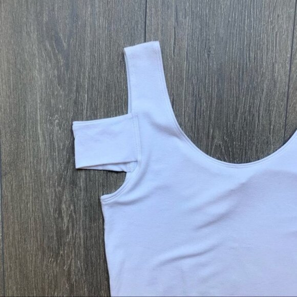 LNA Teresitas Crop Tank Top Cut Out Cold Shoulder Boat neck Cotton White Size S - Picture 6 of 14